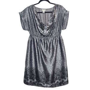 Motherhood Maternity Gray Cocktail Dress Size Medium Silver Wedding Guest Dress